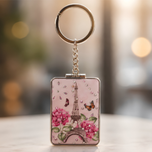 Rectangular eiffel tower bagcharm with mirror