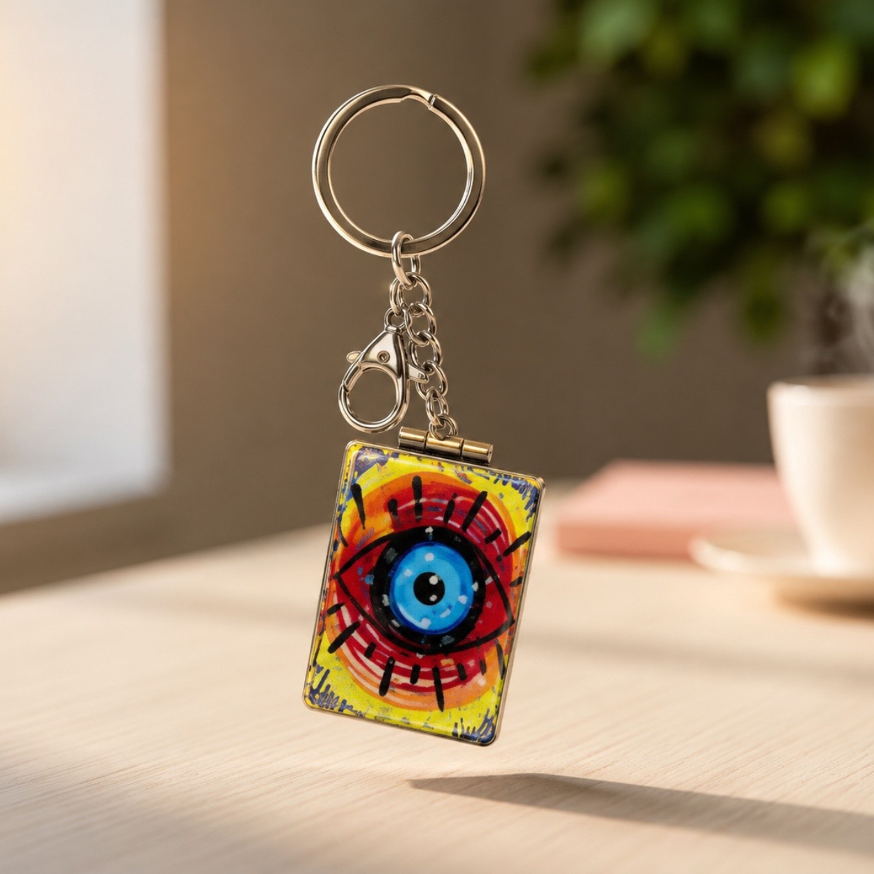 Rectangular eye bagcharm with mirror