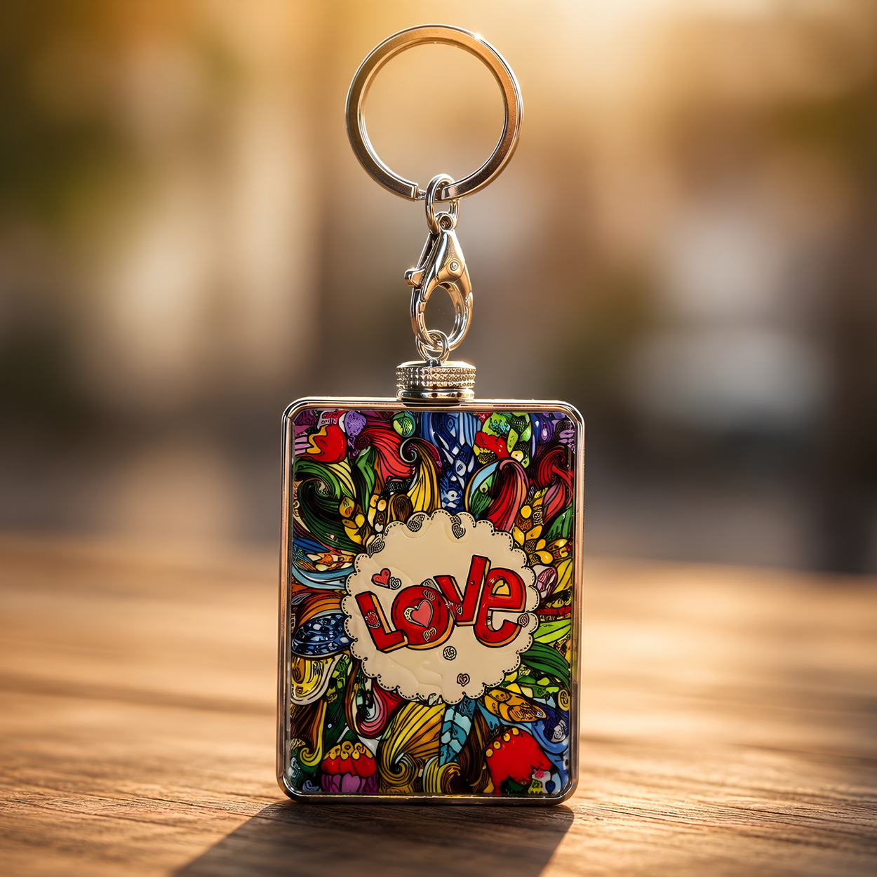 Rectangular love bagcharm with mirror