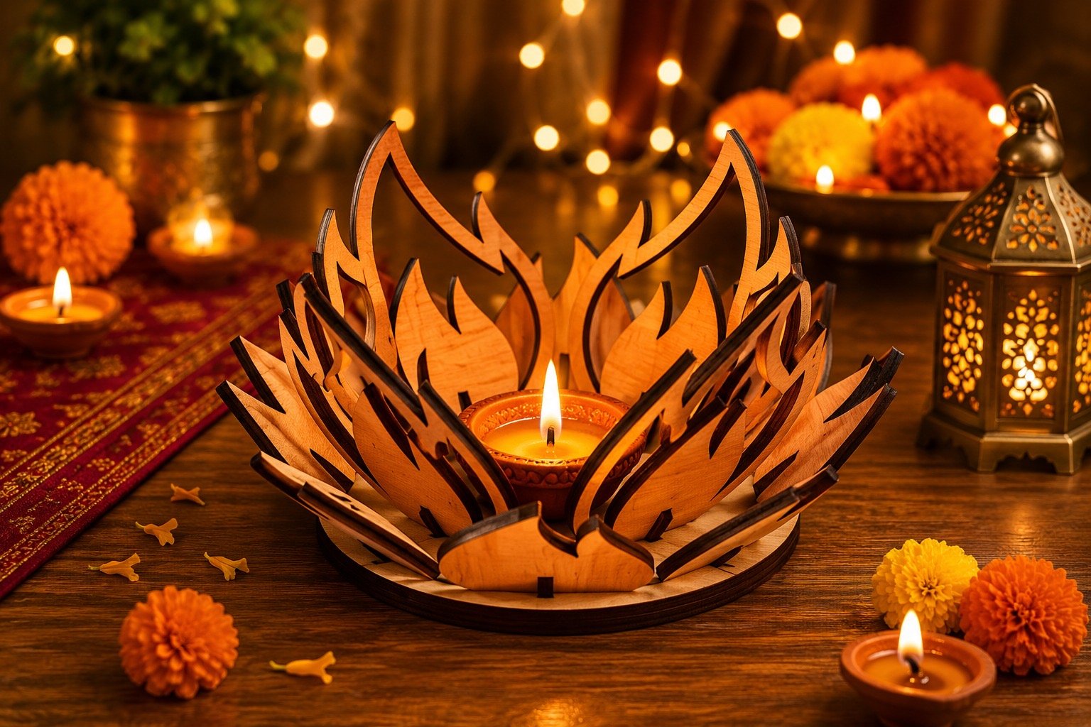 Lotus Flame Diya Stand