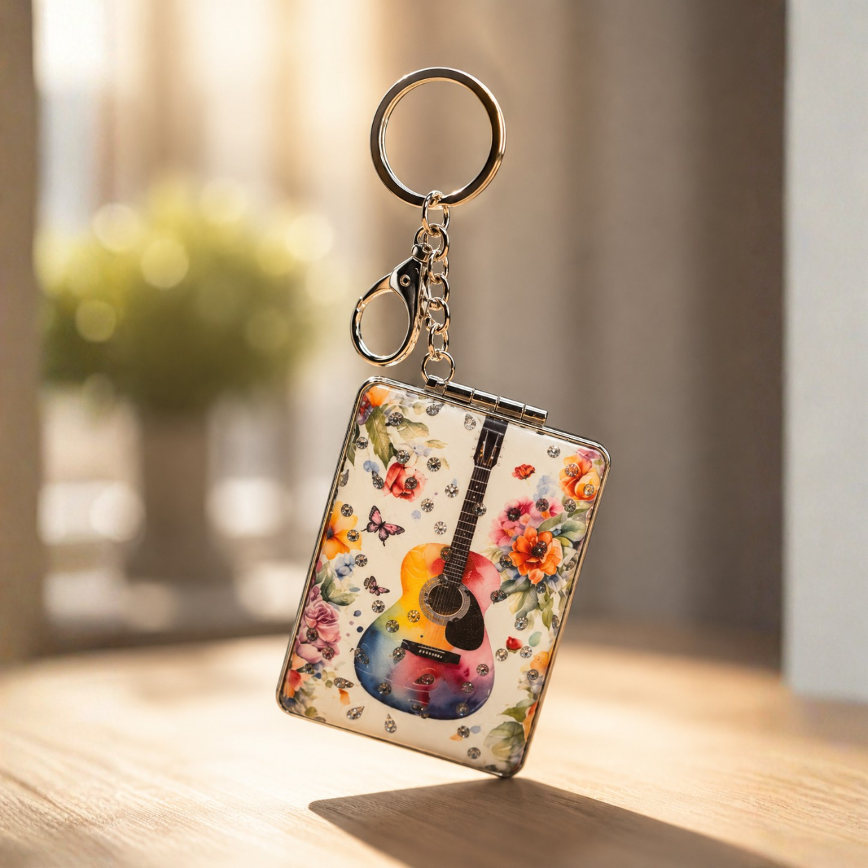 Rectangular guitar bagcharm with mirror