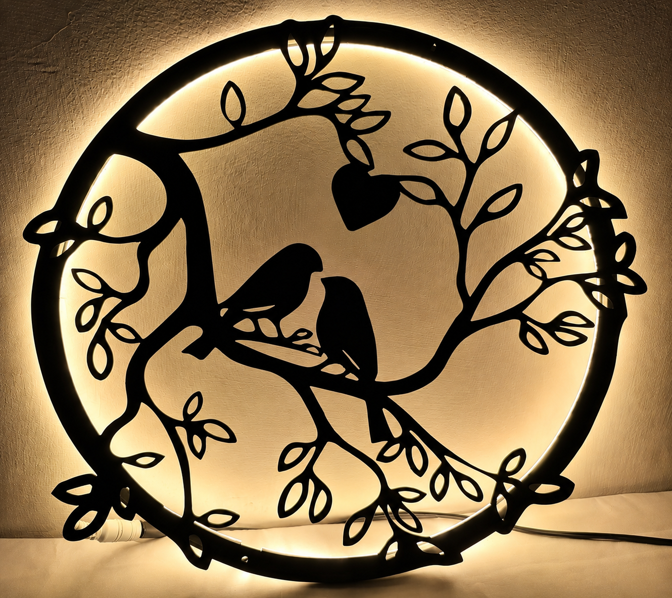 Bird and tree wall hanging night light