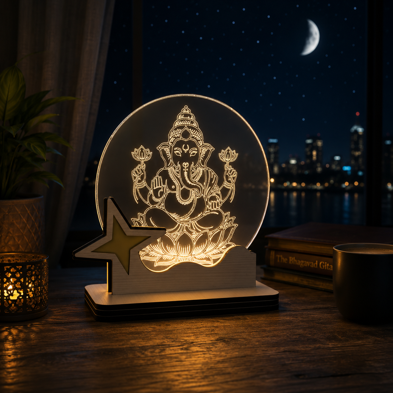 Ganesh ji crystal light