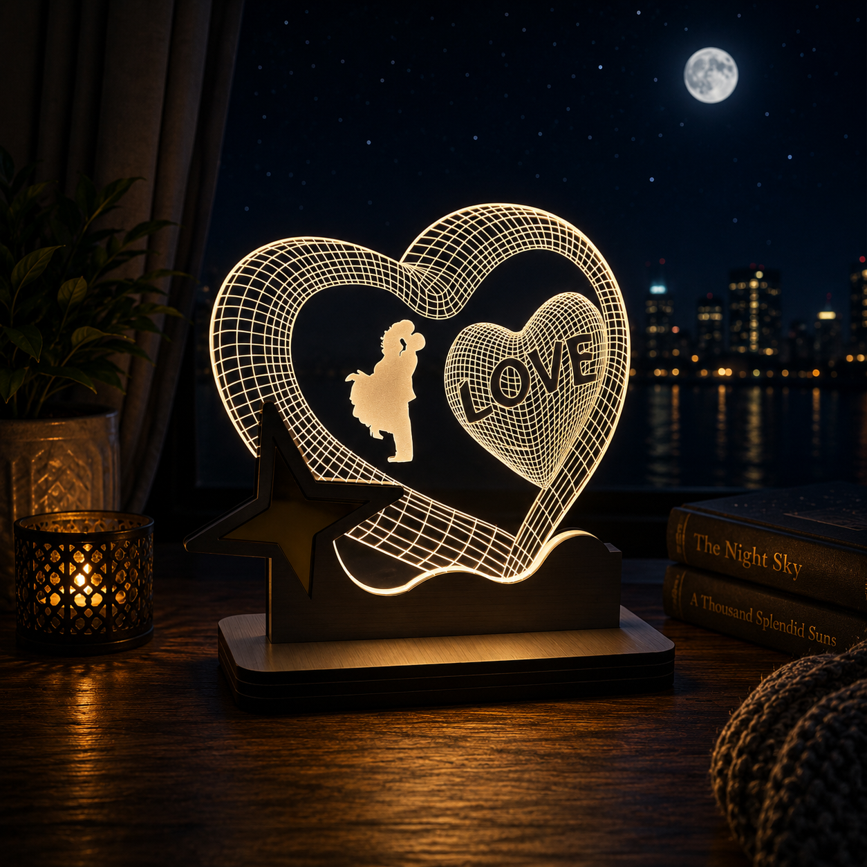 Heart shaped Love crystal lamp.