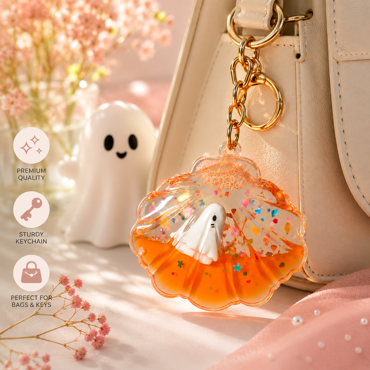 Starry resin white seal bagcharm