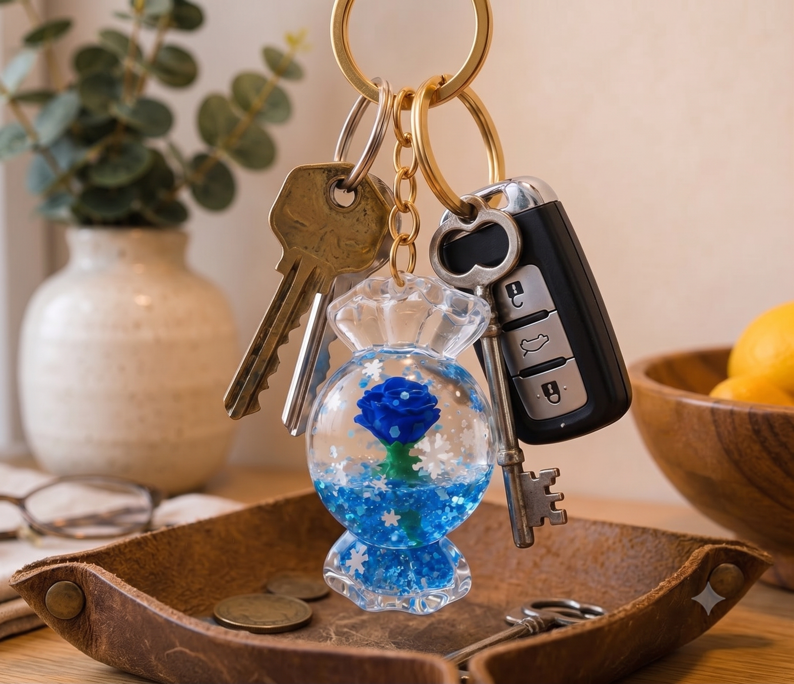 Blue Rose resin bagcharm
