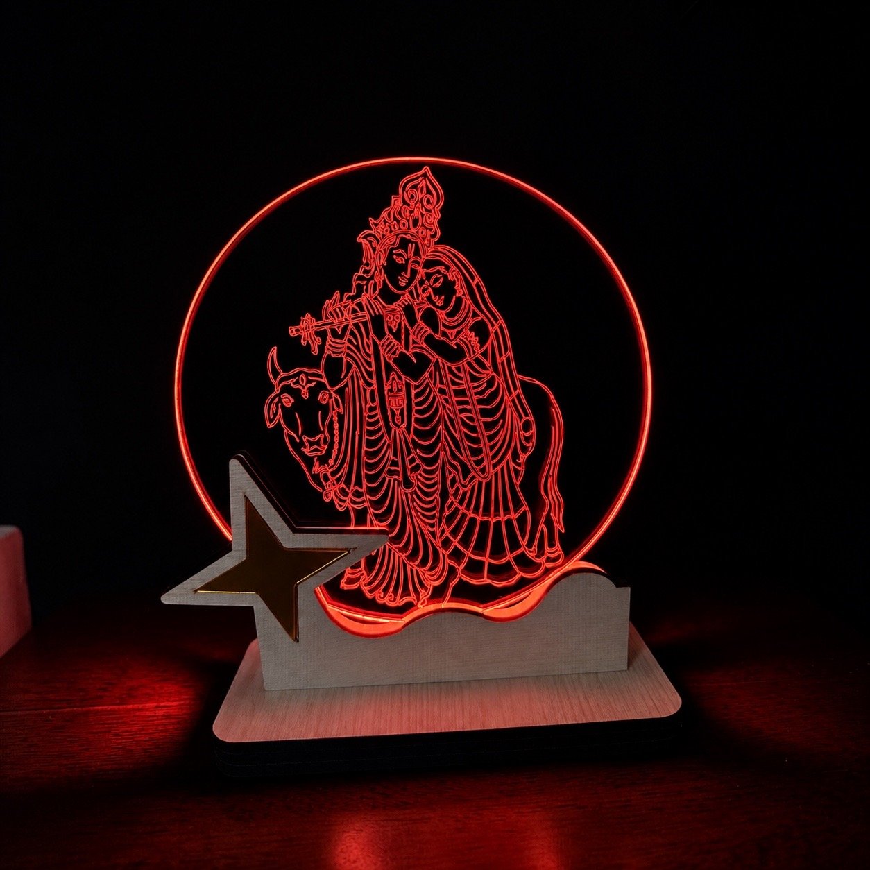 Radha rani and krishan bhagwan big round crystal lamp