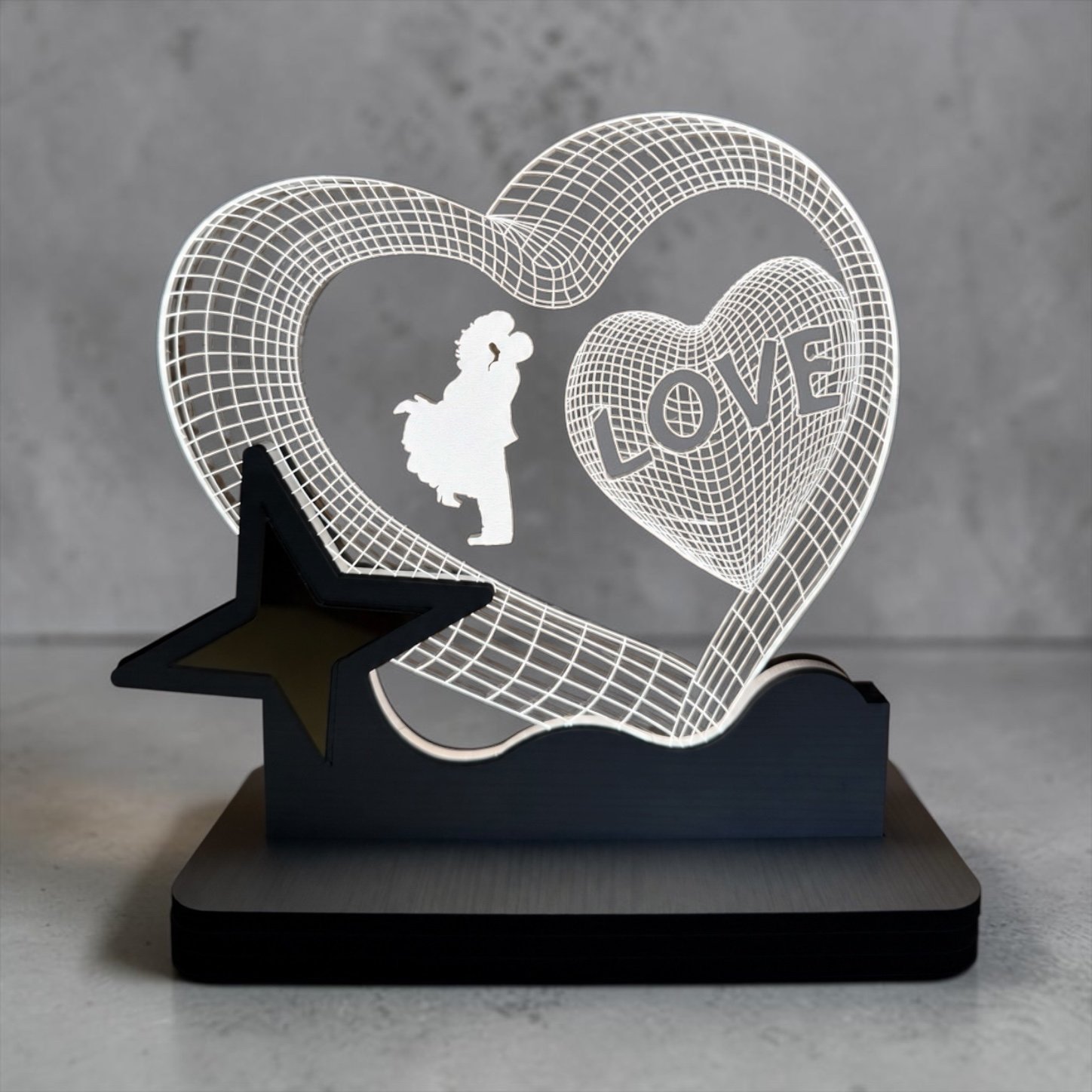 Heart shaped Love crystal lamp.