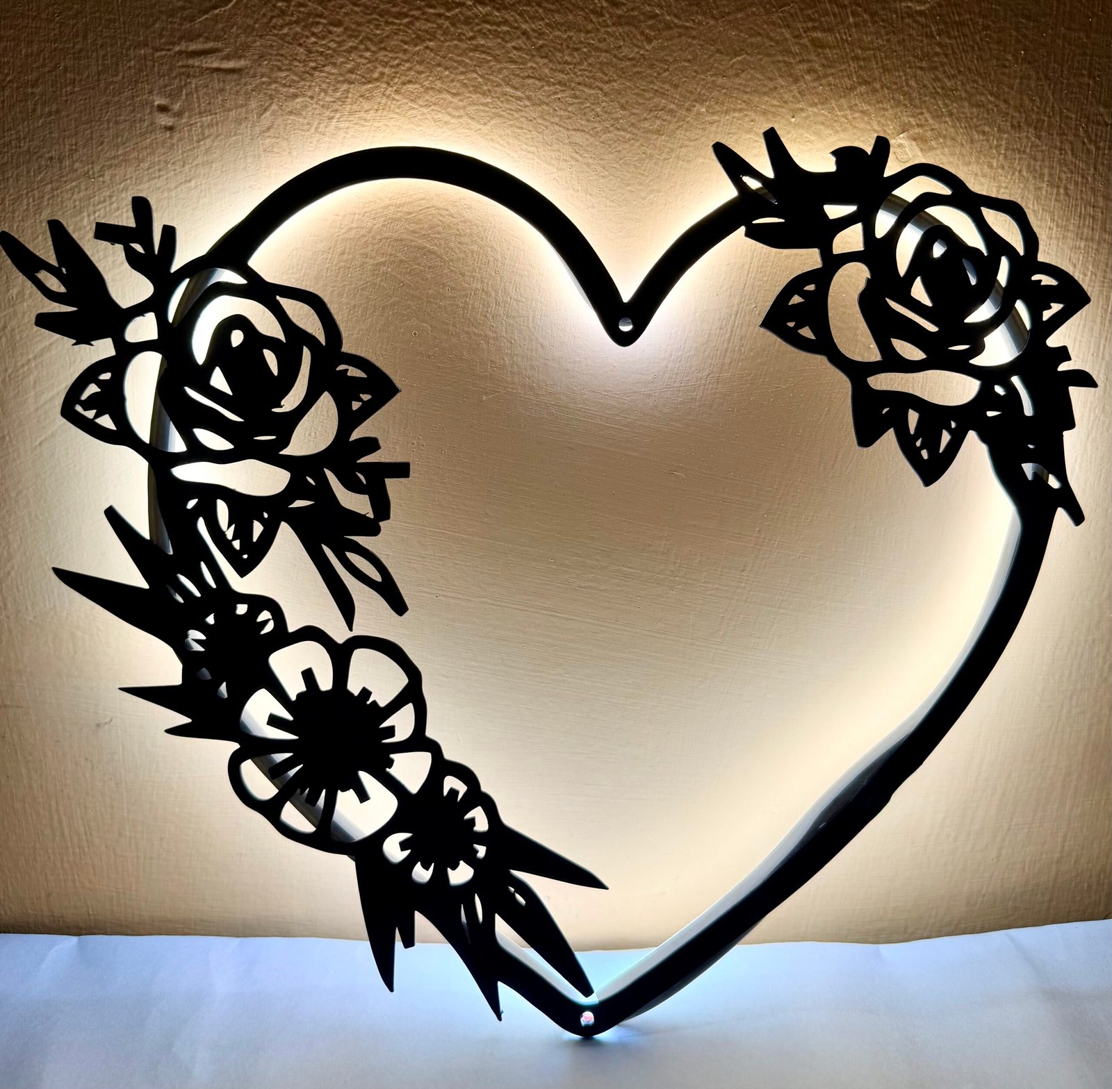 Rose heart wall hanging night light