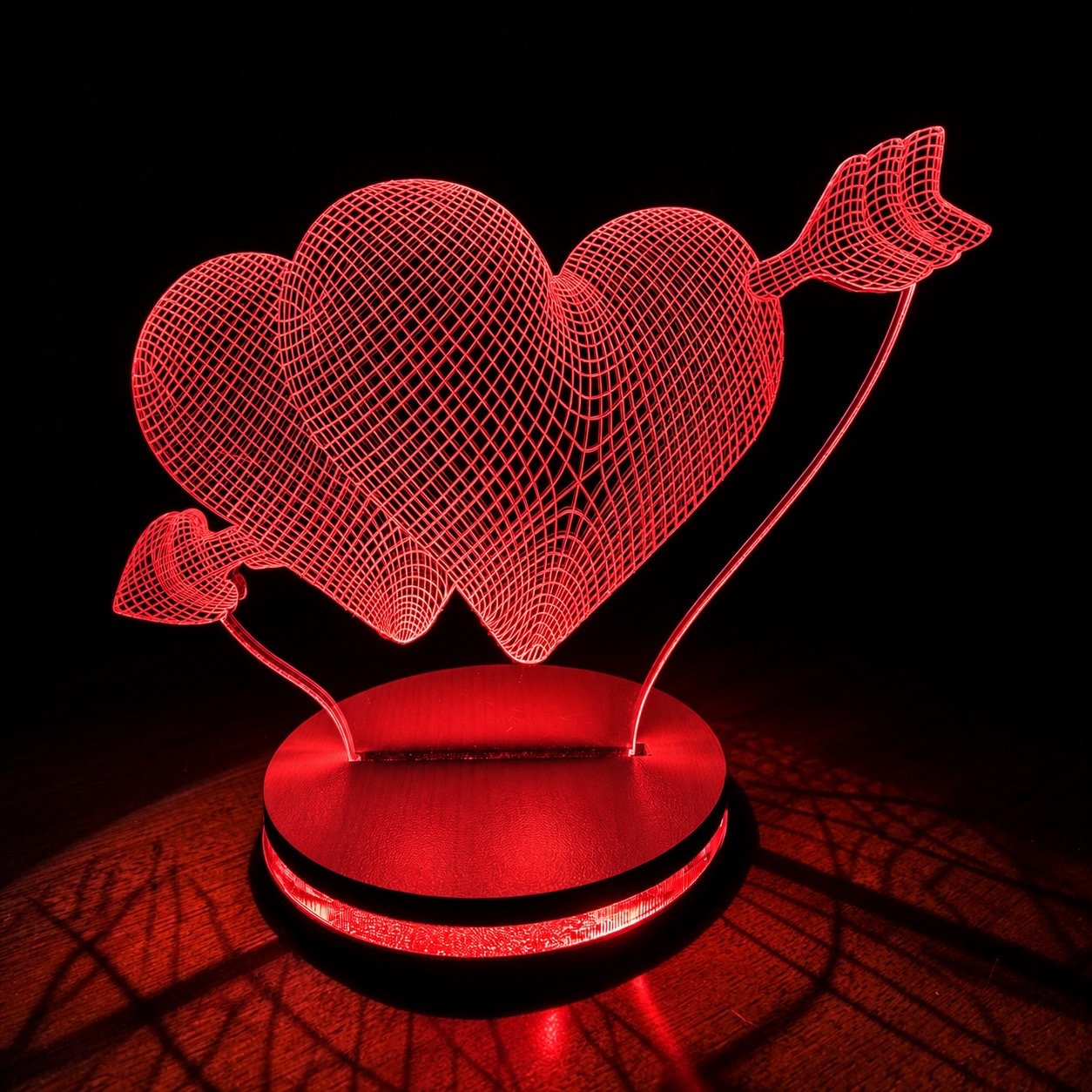 Double heart shaped crystal lamp
