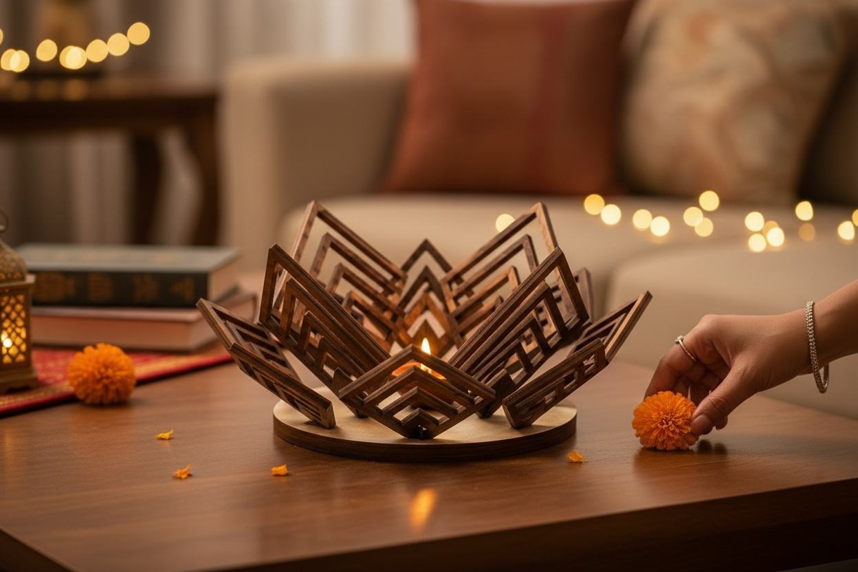 Geometric Lotus Diya Holder