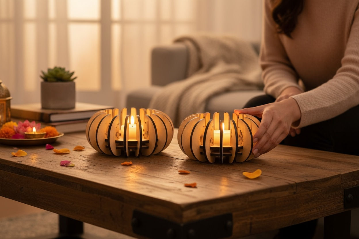 LumiSphere MDF Diya Holder