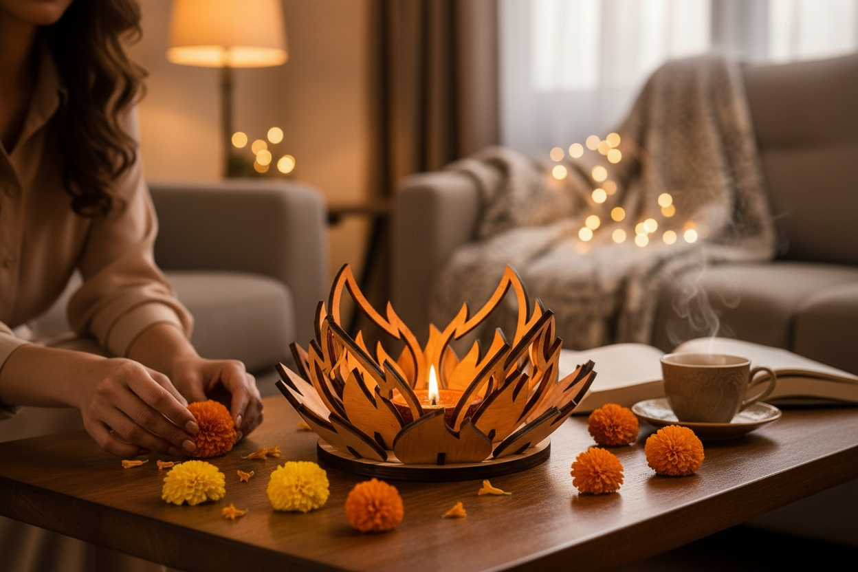 Lotus Flame Diya Stand