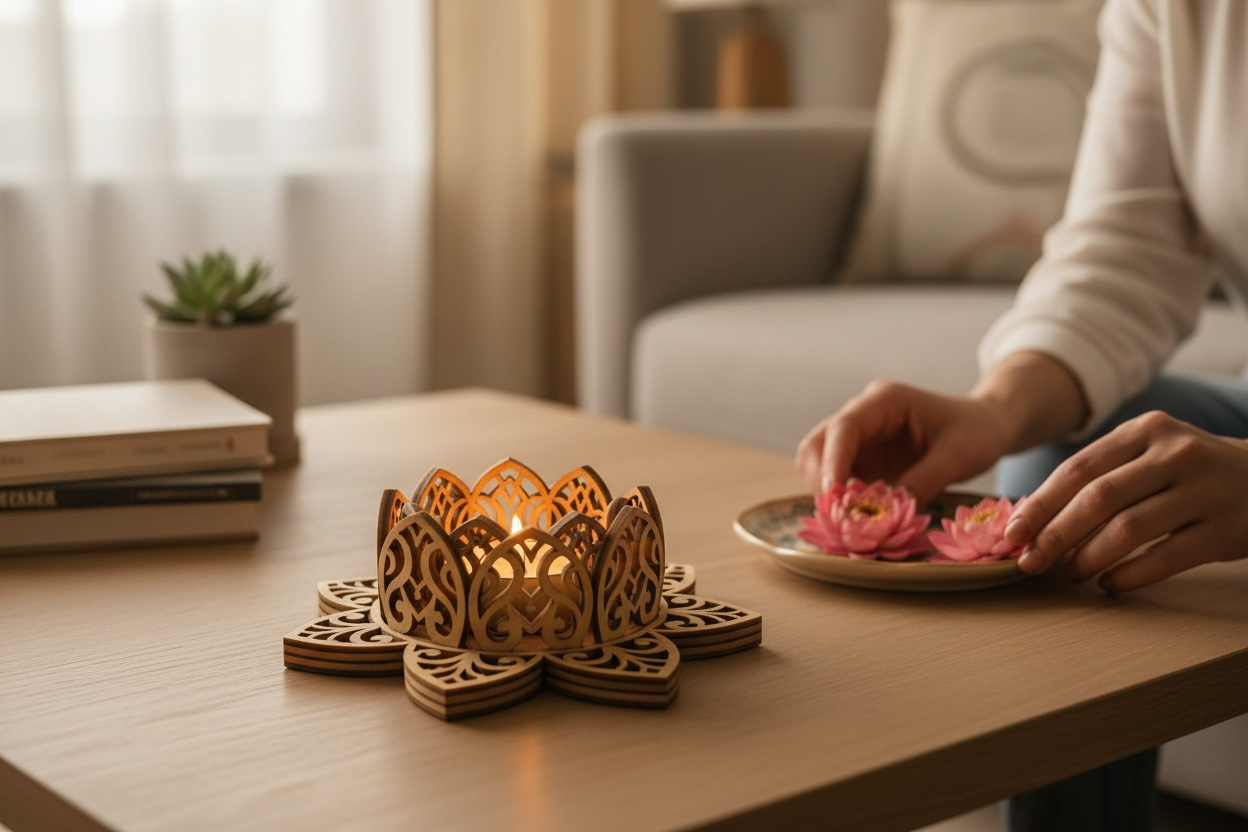 Divine Lotus Mandala MDF Diya Holder