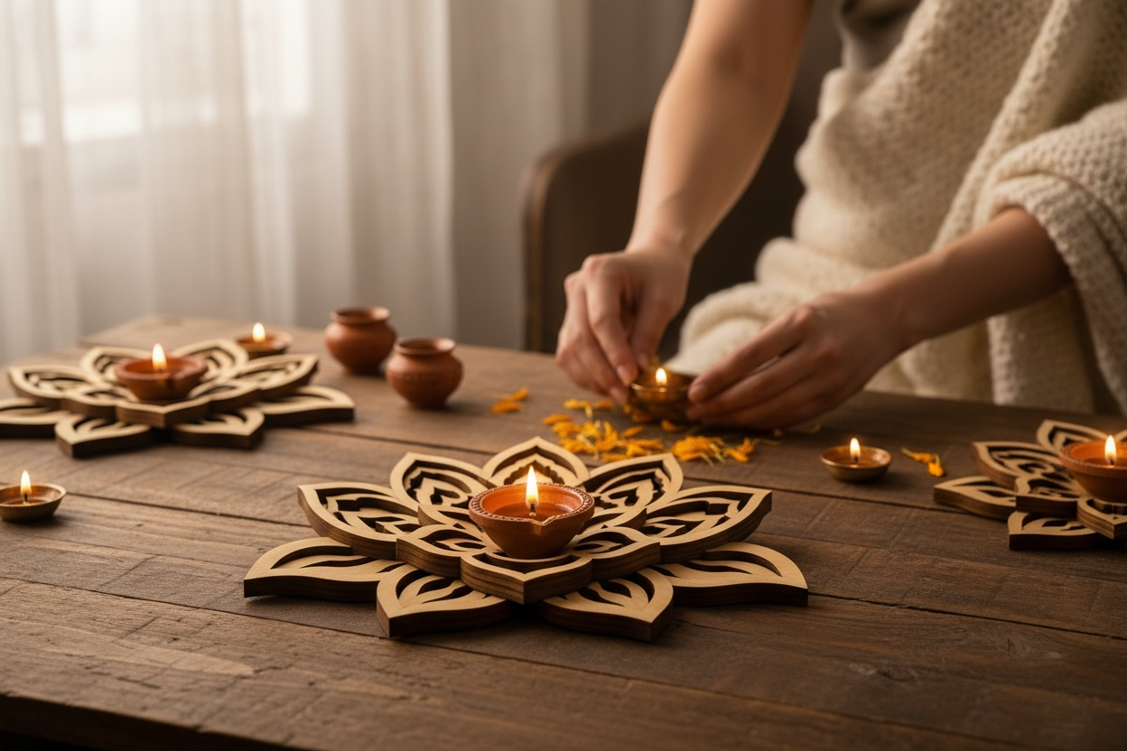Royal Lotus MDF Diya Holder