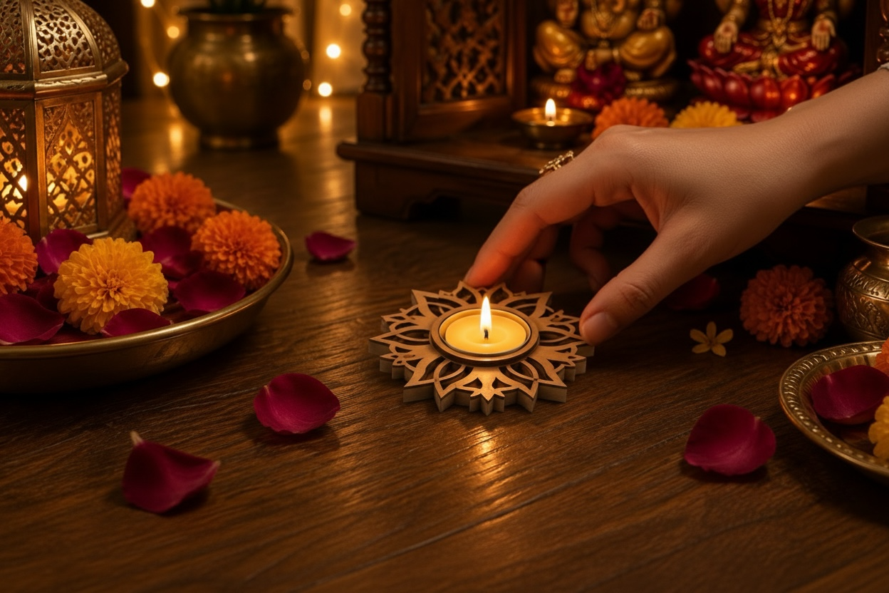 Infinity Petal MDF Diya Holder