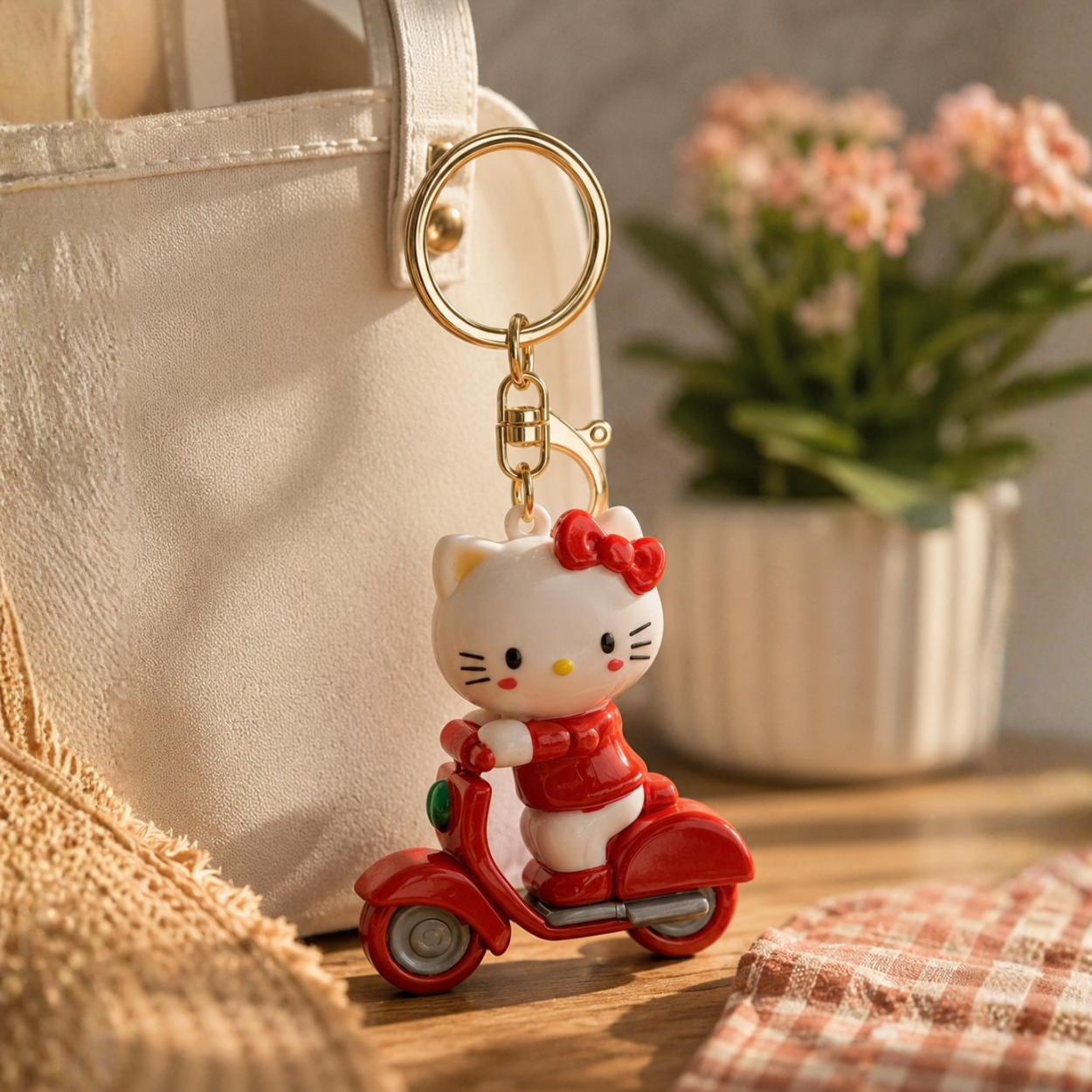Hello kitty red scooter keyring/bagcharm