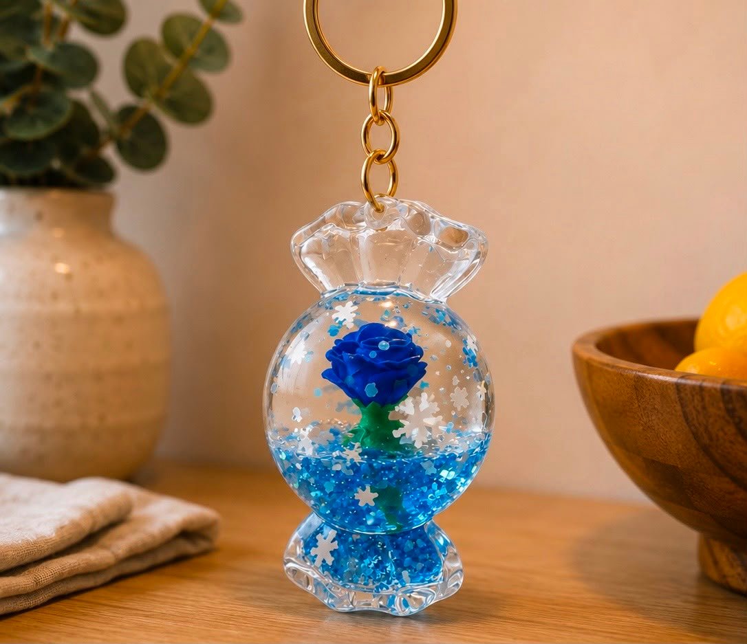 Blue Rose resin bagcharm