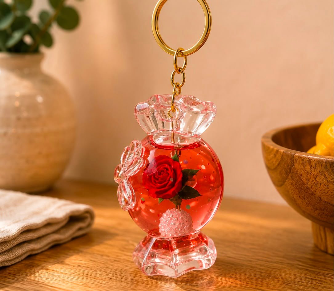 Red rose resin bagcharm