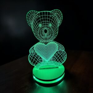 Heart teddy crystal lamp
