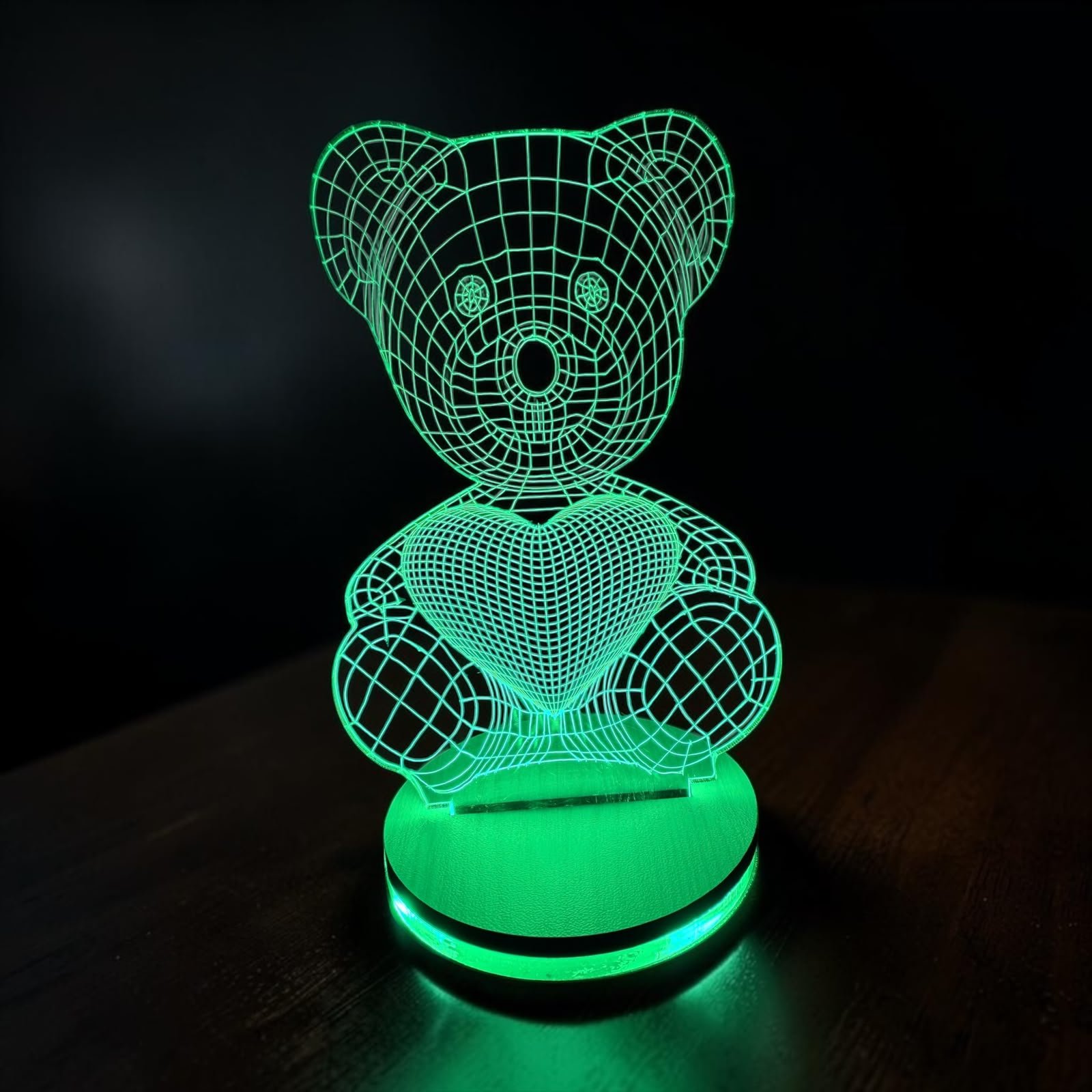 Heart teddy crystal lamp