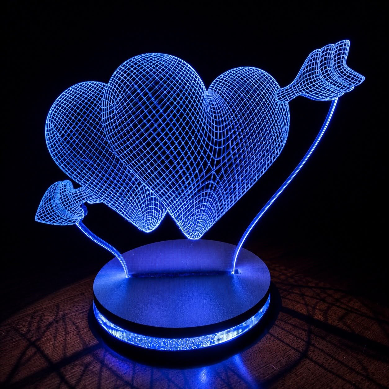 Double heart shaped crystal lamp