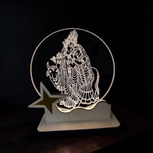 Radha rani and krishan bhagwan big round crystal lamp