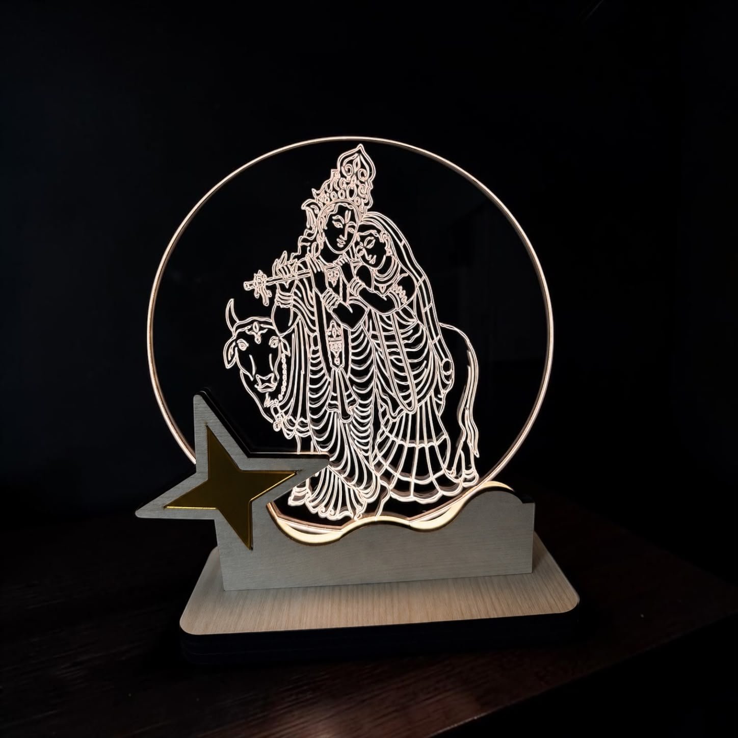 Radha rani and krishan bhagwan big round crystal lamp