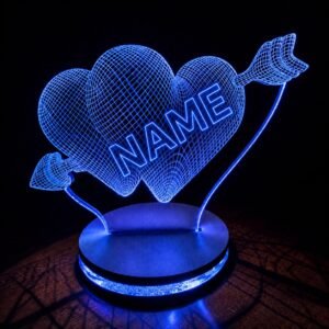 Double heart shaped crystal lamp
