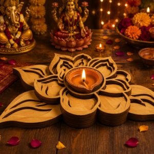 Lotus Blossom MDF Diya Holder