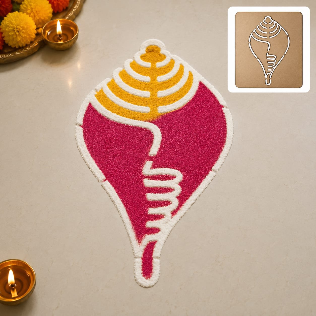 Shank Shaped Rangoli Design