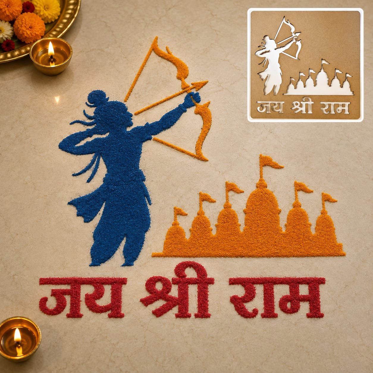Jai Shree Ram Rangoli Design